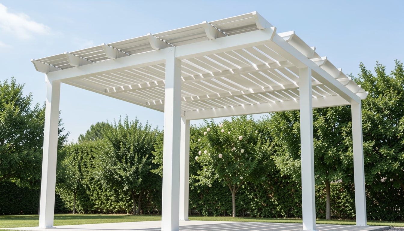Pergola bioclimatica a lamelle — colore Bianco